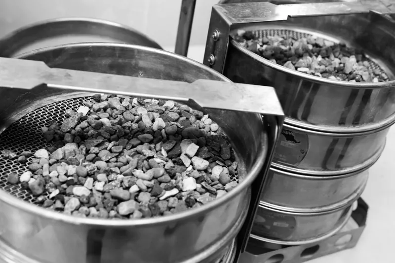 Aggregate in laboratory sieves